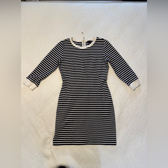 THEORY Bimini Zamion Dress Striped 3/4 Sleeve Mini Navy Blue/ White SIZE:6 - Picture 5 of 12